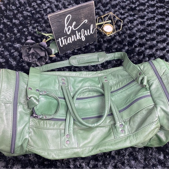 Green Leather Duffel Bag - Picture 4 of 13